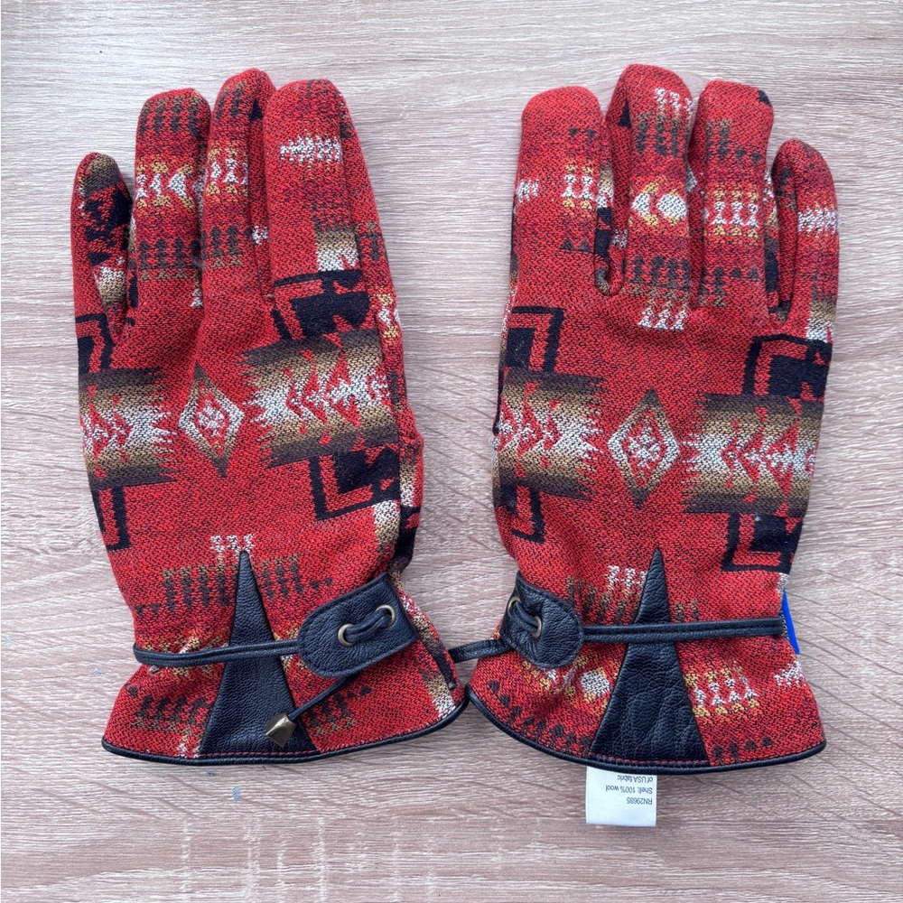 Pendleton Xl Red Patterned Wool Gloves - image 2